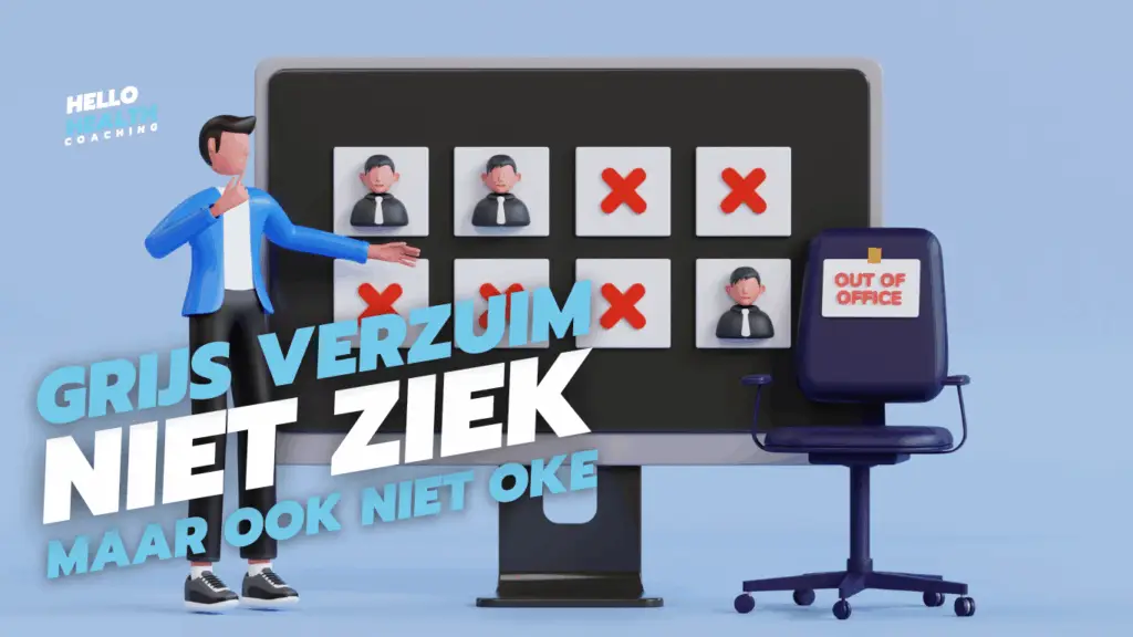 Medewerker achter laptop oogt vermoeid, grijs verzuim op de werkvloer